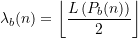 \begin{equation*} \lambda_{b}(n) = \left\lfloor \frac{L\left(P_{b}(n)\right)}{2} \right\rfloor \end{equation*}
