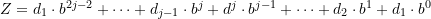 Z = d_1 \cdot b^{2j-2}+ \cdots + d_{j-1} \cdot b^{j} + d^j \cdot b^{j-1} + \cdots + d_2 \cdot b^1 + d_1 \cdot b^0