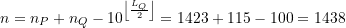 n = n_P + n_Q - 10^{\left\lfloor\frac{L_Q}{2}\right\rfloor} = 1423 + 115 - 100 = 1438