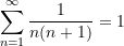 \begin{equation*} \sum\limits_{n=1}^{\infty}{\frac{1}{n(n+1)}}&= 1 \end{equation*}