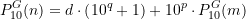 \begin{equation*} P_{10}^{G}(n) = d \cdot \left(10^q + 1\right) + 10^p \cdot P_{10}^{G}(m) \end{equation*}