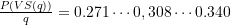 \frac{P(VS(q))}{q} = 0.271 \cdots 0,308 \cdots 0.340