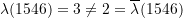 \lambda(1546) = 3 \ne 2 = \overline{\lambda}(1546)