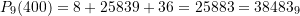 P_{9}(400) = 8 + 25839 +36 = 25883 = 38483_9