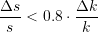 \begin{equation*} {\frac{\Delta{s}}{s} < 0.8 \cdot \frac{\Delta{k}}{k}} \end{equation*}