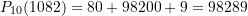 P_{10}(1082) = 80 + 98200 + 9= 98289