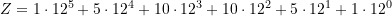 Z = 1\cdot 12^5 + 5\cdot 12^4 + 10 \cdot 12^3+ 10 \cdot 12^2 + 5\cdot 12^1 +1 \cdot 12^0